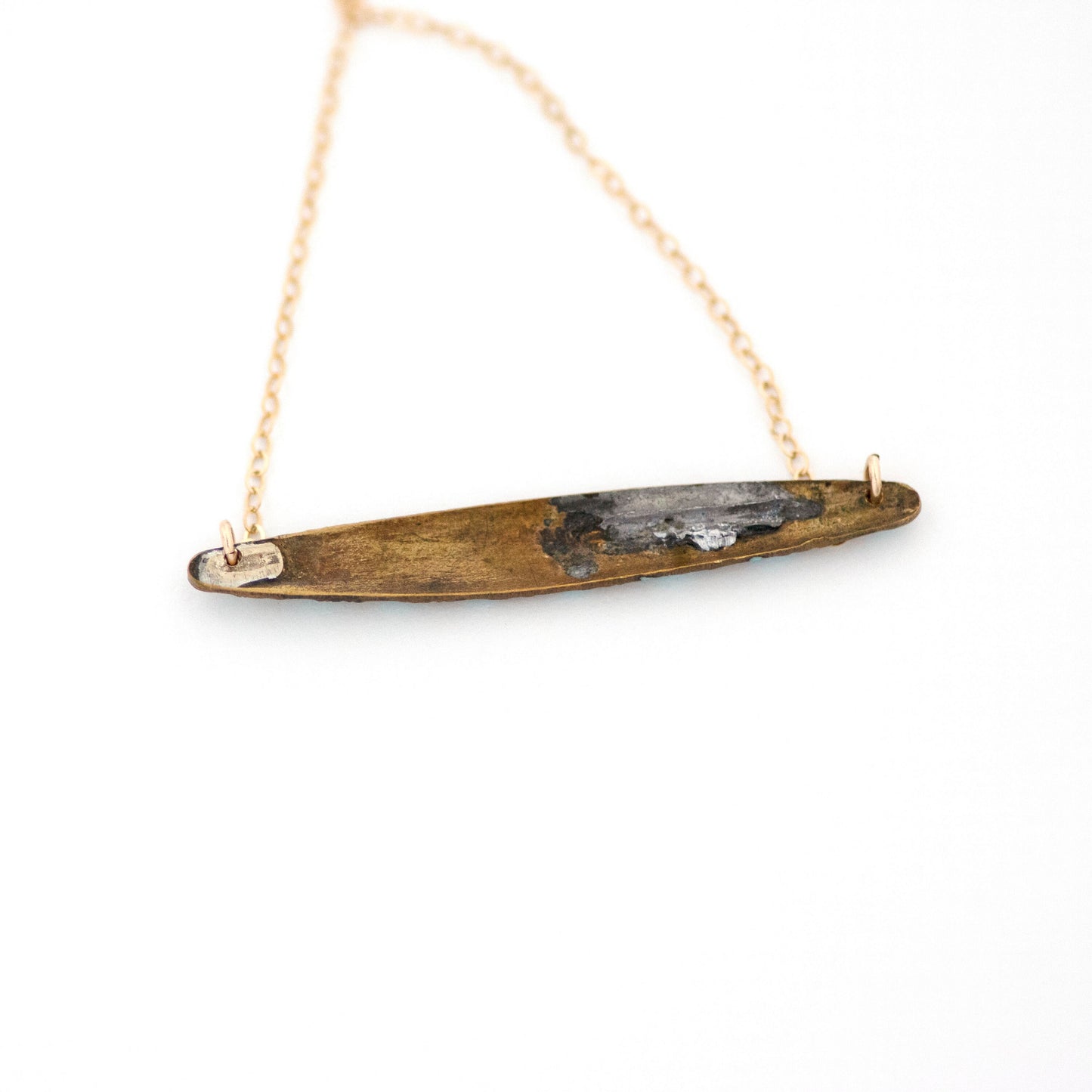 Turquoise Enamel Bar Pin Necklace