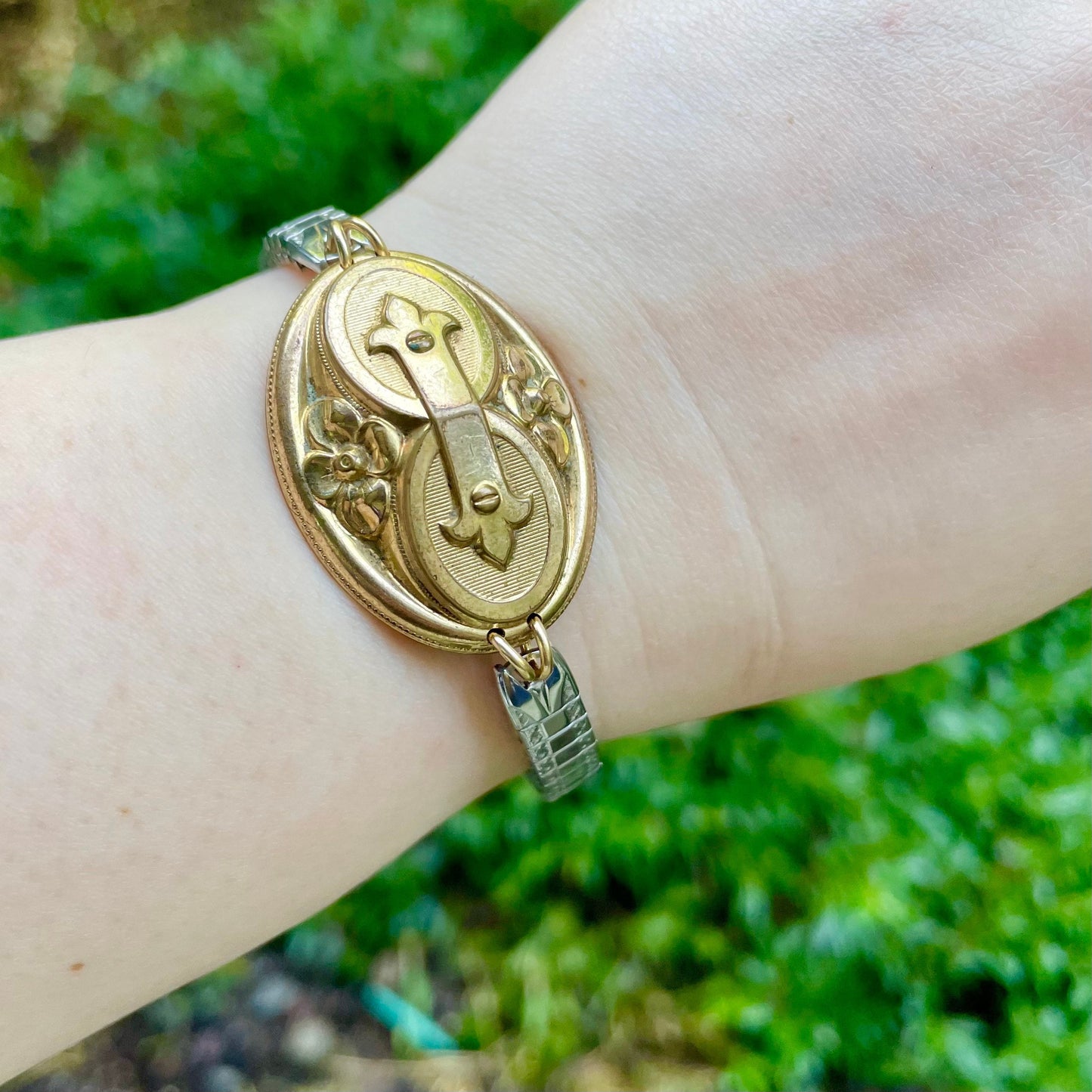 Antique Shield Brooch Bracelet