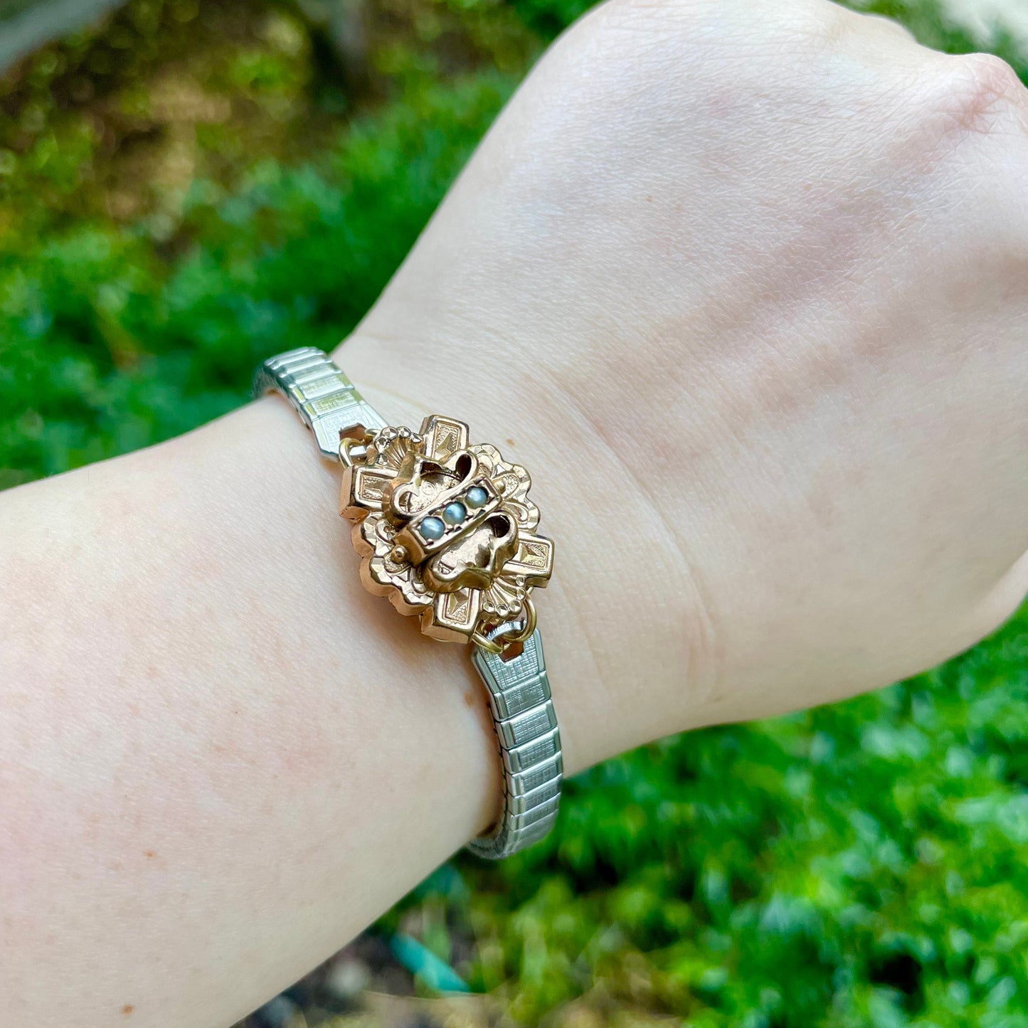 Repurposed Seed Pearl Slide Bracelet