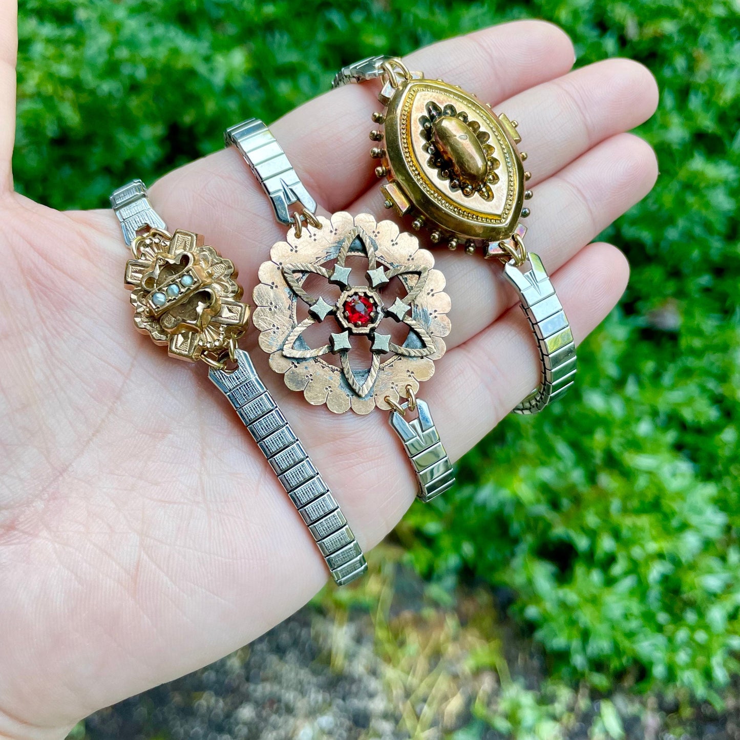 Repurposed Seed Pearl Slide Bracelet