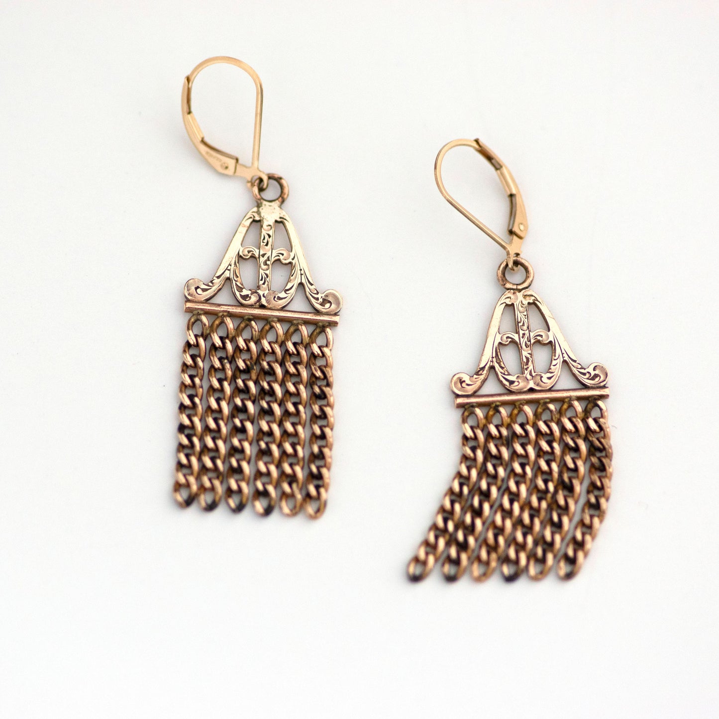 Antique Victorian Watch Chain Fringe Earrings