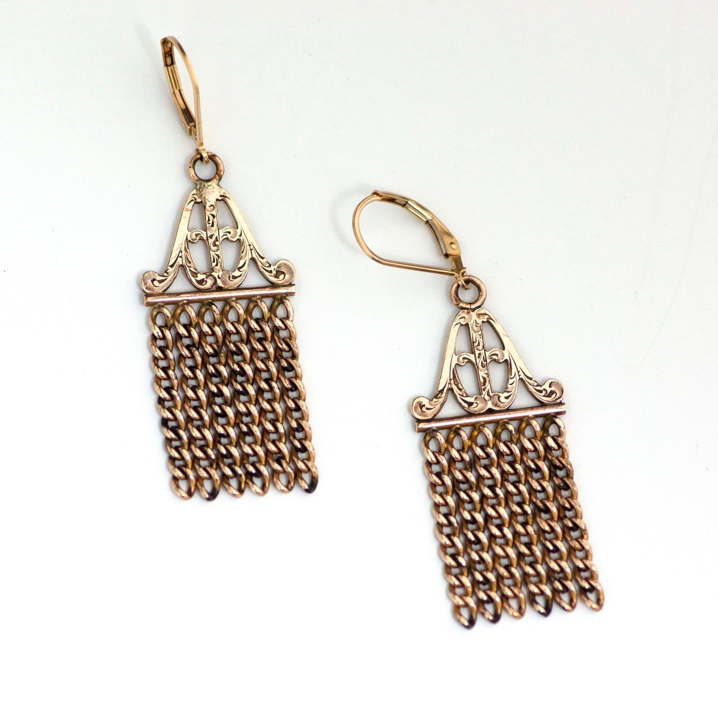 Antique Victorian Watch Chain Fringe Earrings