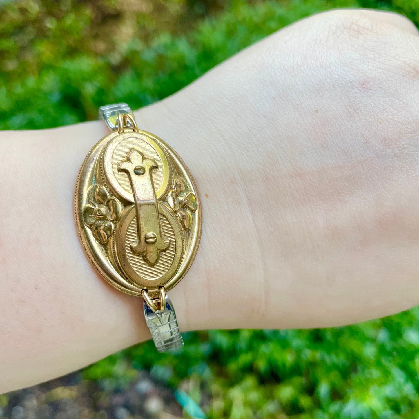 Antique Shield Brooch Bracelet