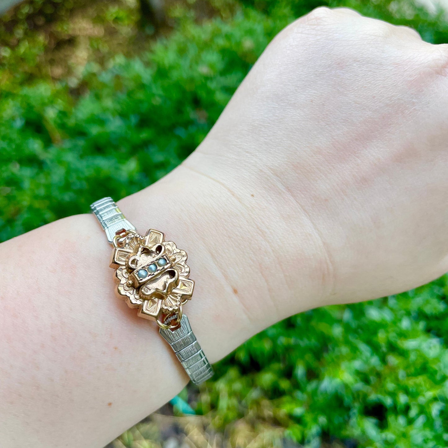 Repurposed Seed Pearl Slide Bracelet