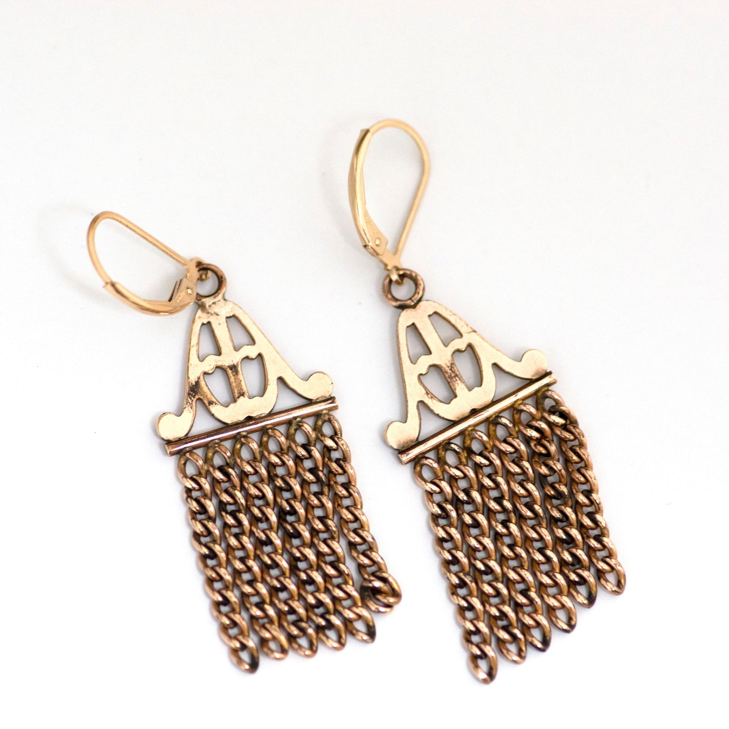 Antique Victorian Watch Chain Fringe Earrings