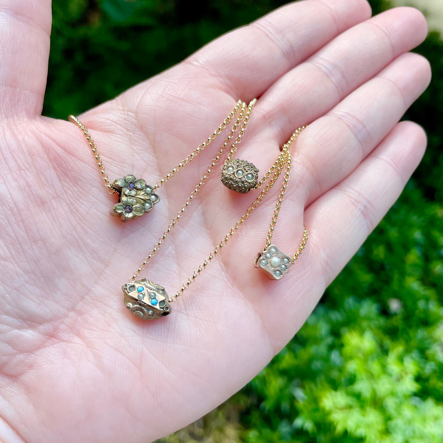 victorian seed pearl slide charms