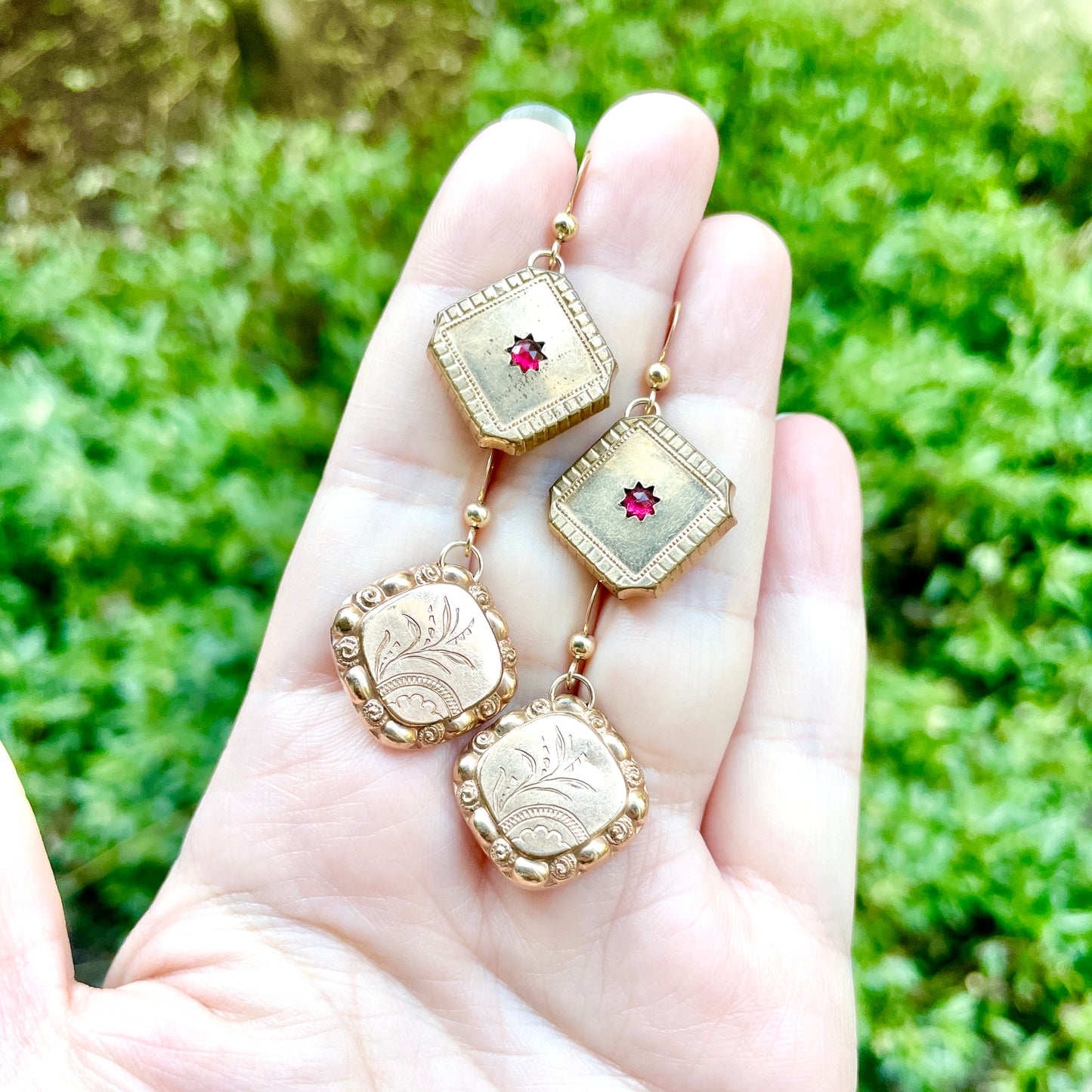 Blossoming Spring Rainbow Cloud Victorian Cufflink Earrings