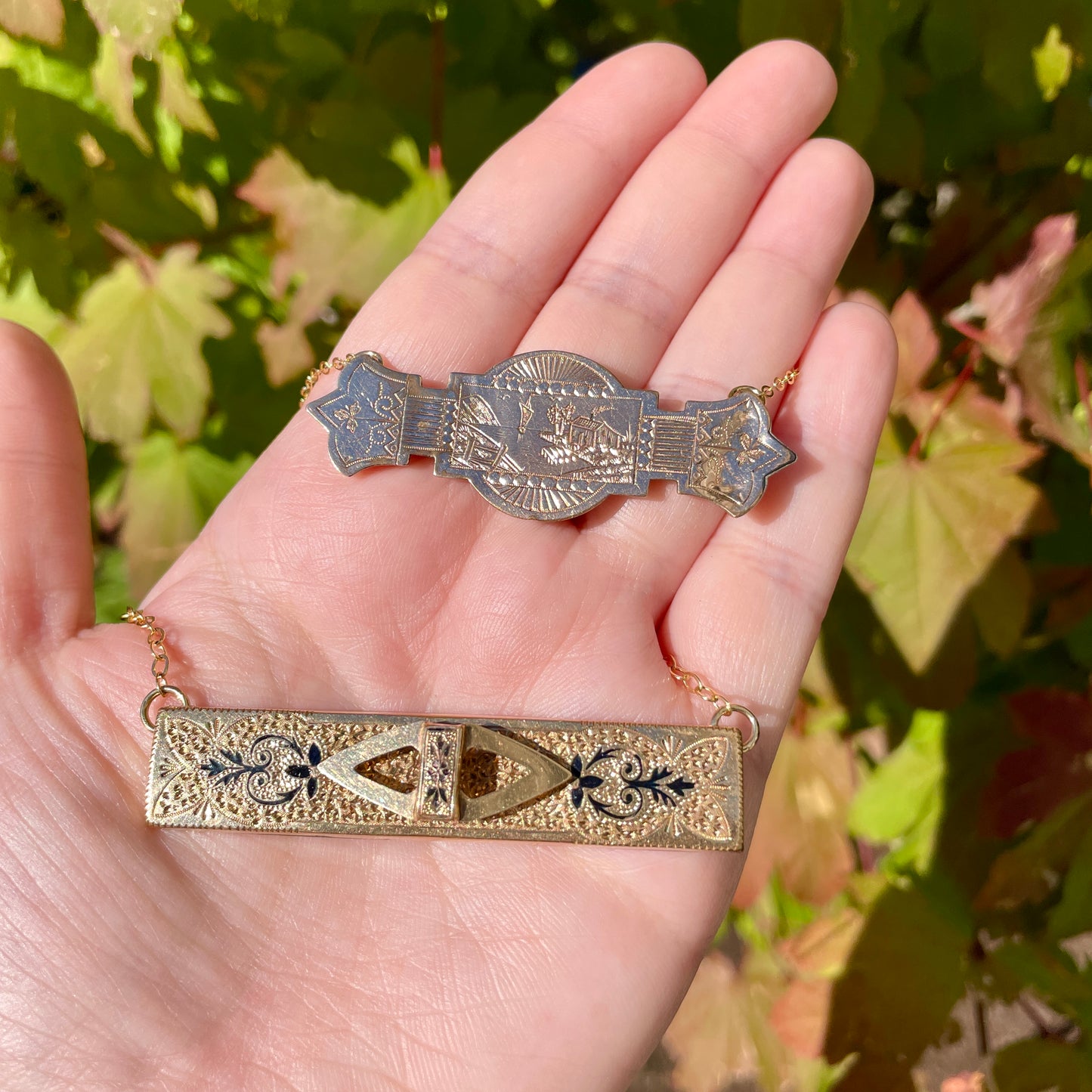 Large Taille d'Epargne Buckle Bar Pin Necklace