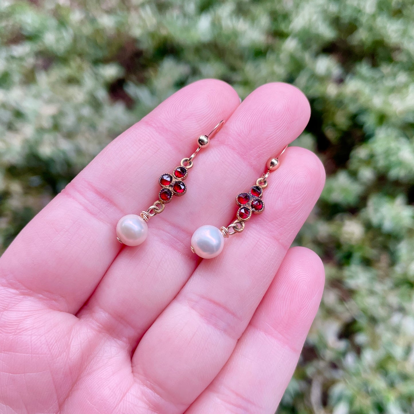 Bohemian Garnet and Pearl Earrings