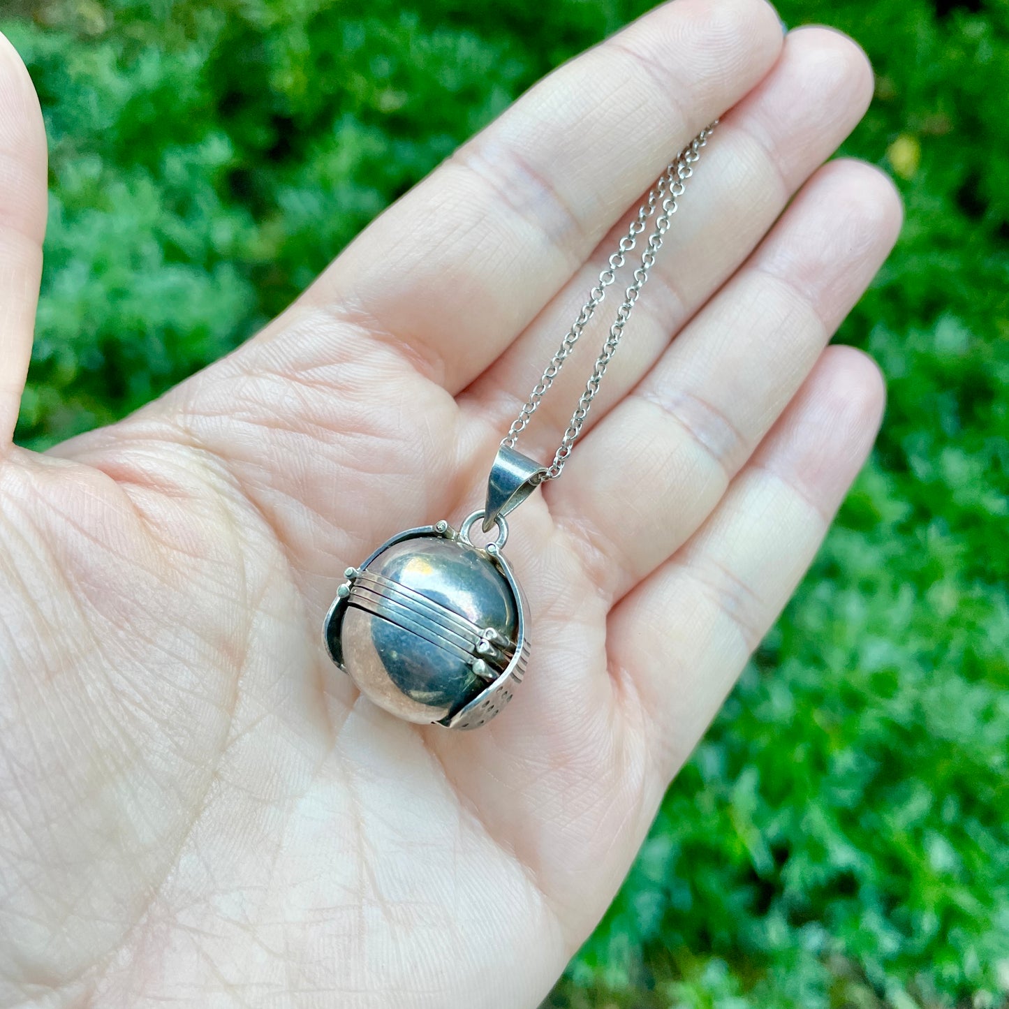 Silver Snitch Six Panel Sterling Locket Necklace