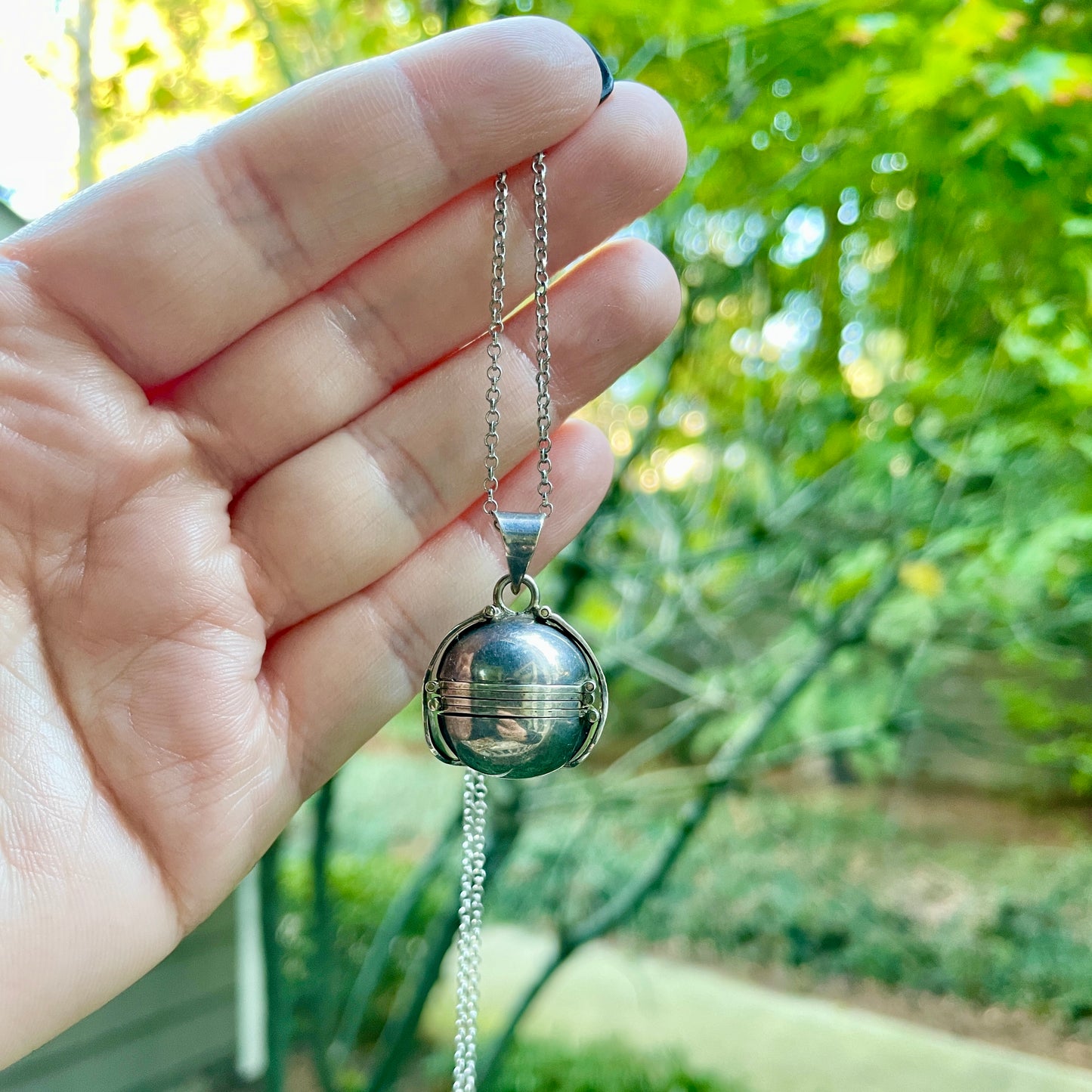 Silver Snitch Six Panel Sterling Locket Necklace