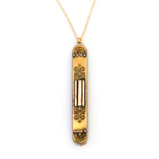 Etruscan Revival Vertical Bar Pin Necklace