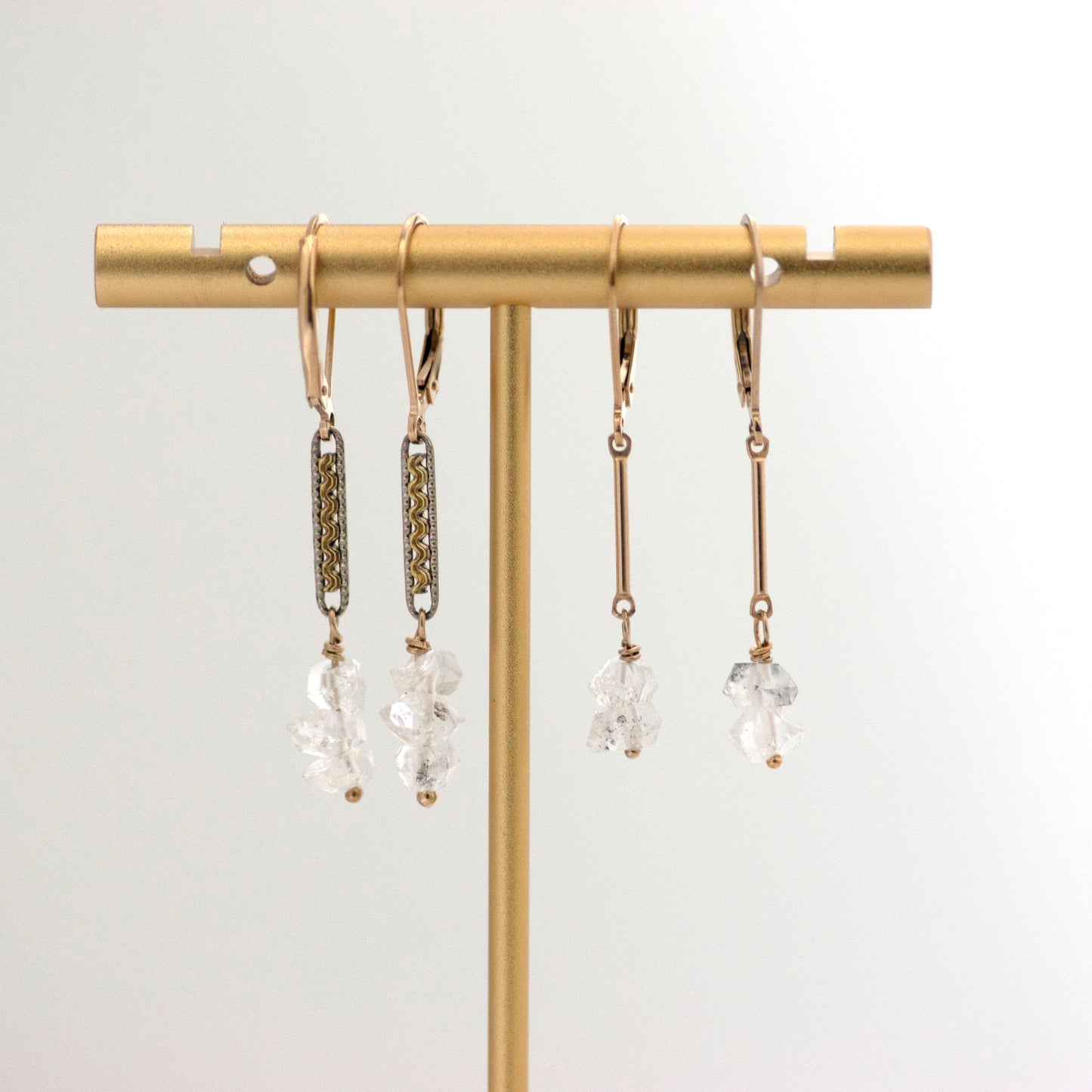 Two pairs of Herkimer diamond earring drops.