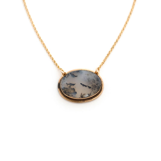 Dendritic Moss Agate Brooch Conversion Necklace