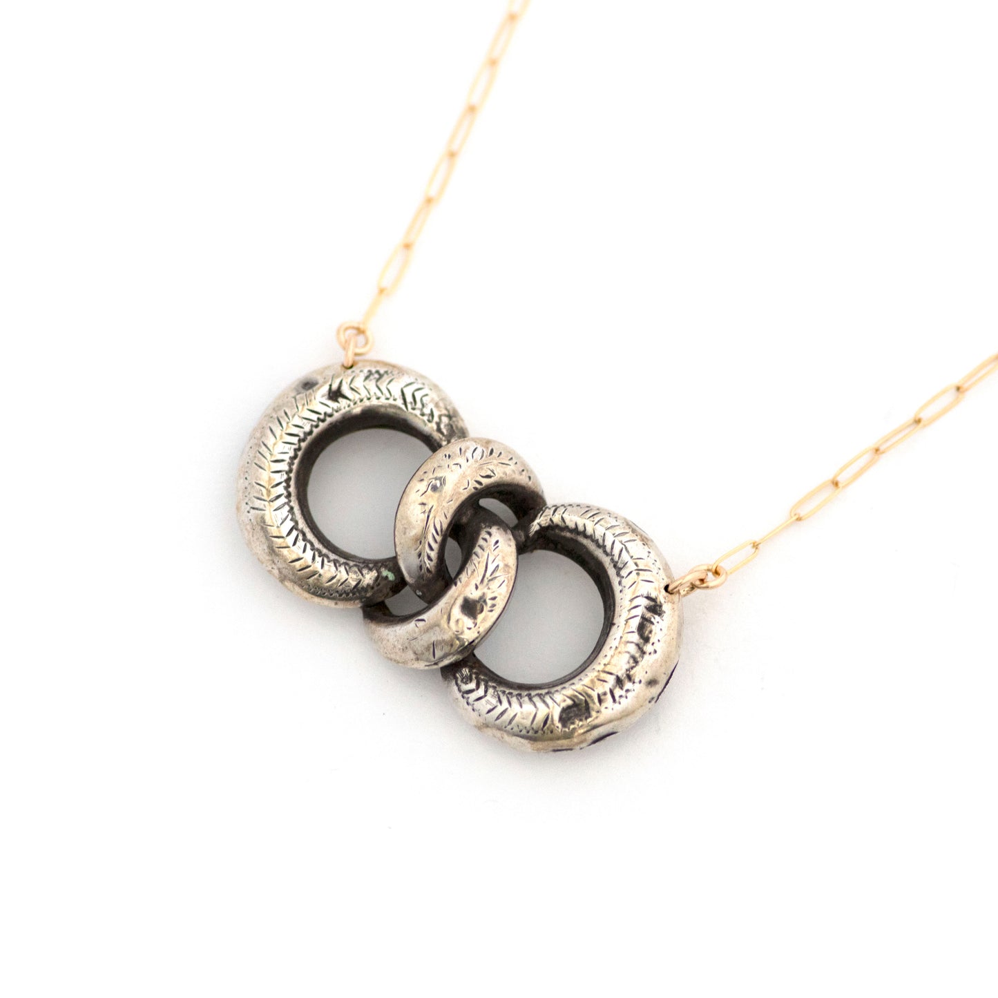 Interweaving Crescent Loops Dress Pin Necklace