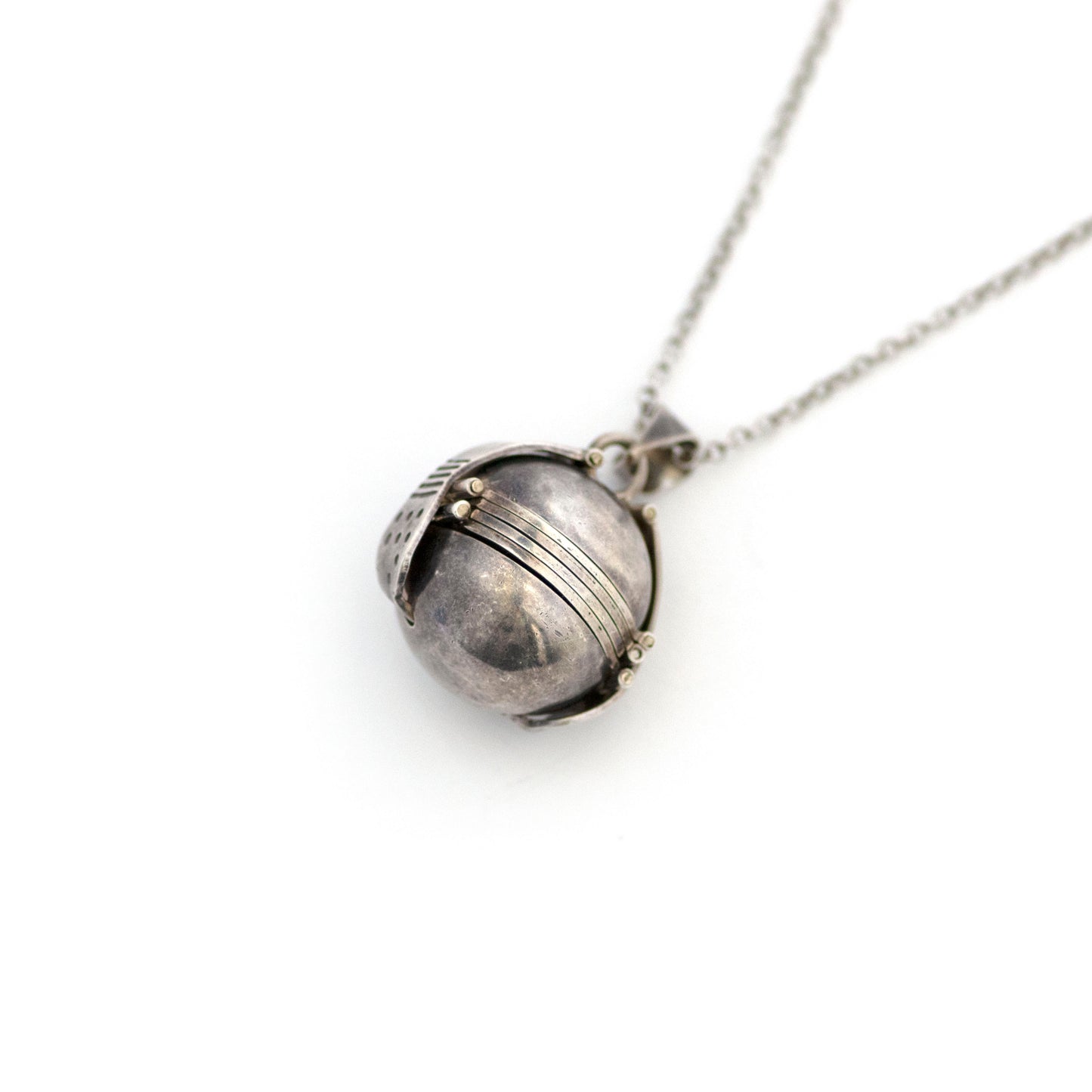 Silver Snitch Six Panel Sterling Locket Necklace