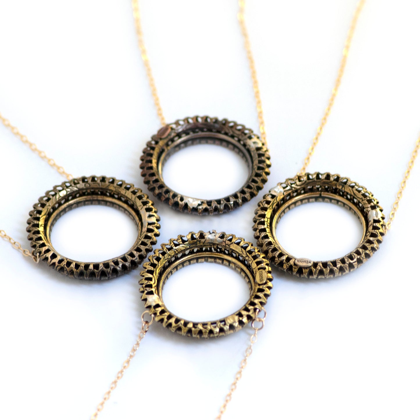 Vintage PINK Rhinestone Circle Necklace