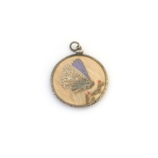 Antique Butterfly Clover Double Sided Locket Pendant
