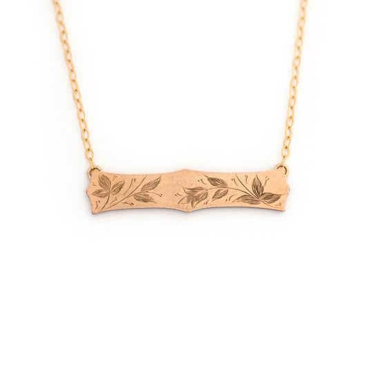 Victorian Etched Floral Bar Necklace