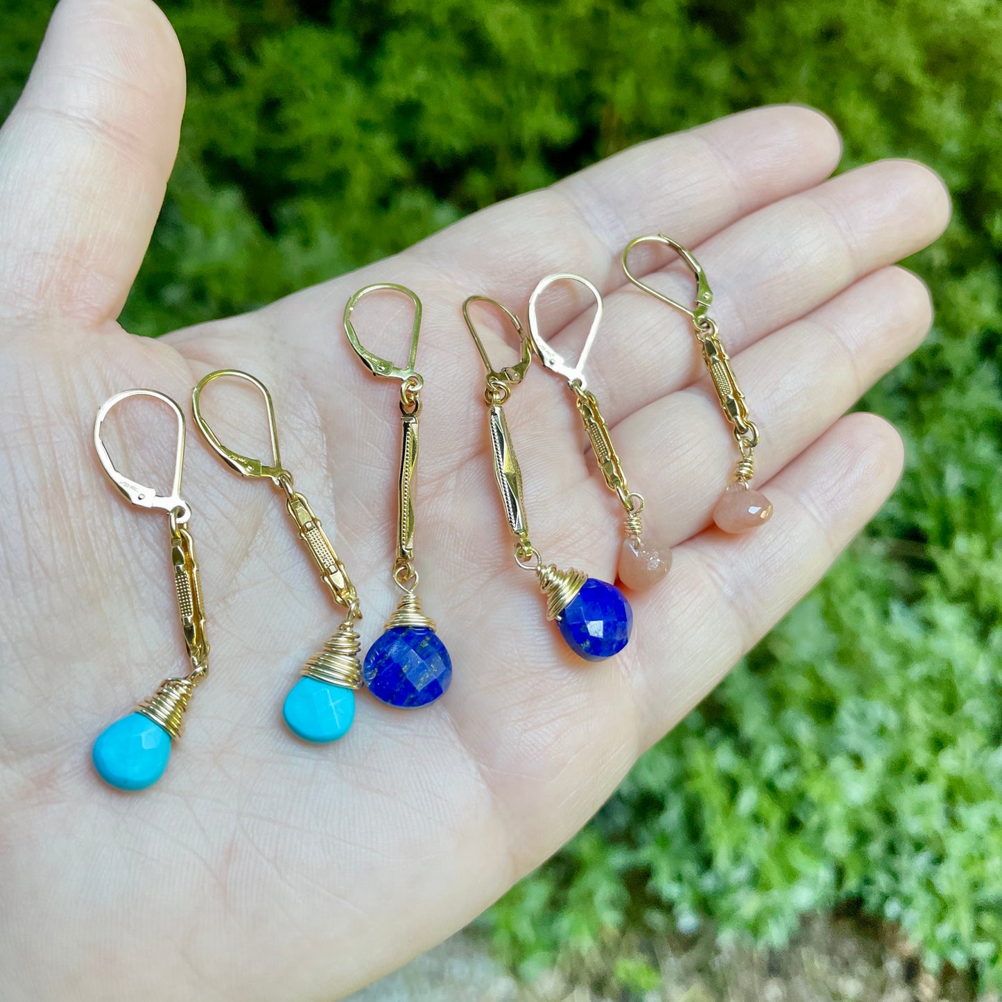 Edwardian Watch Chain and Lapis Lazuli Earrings