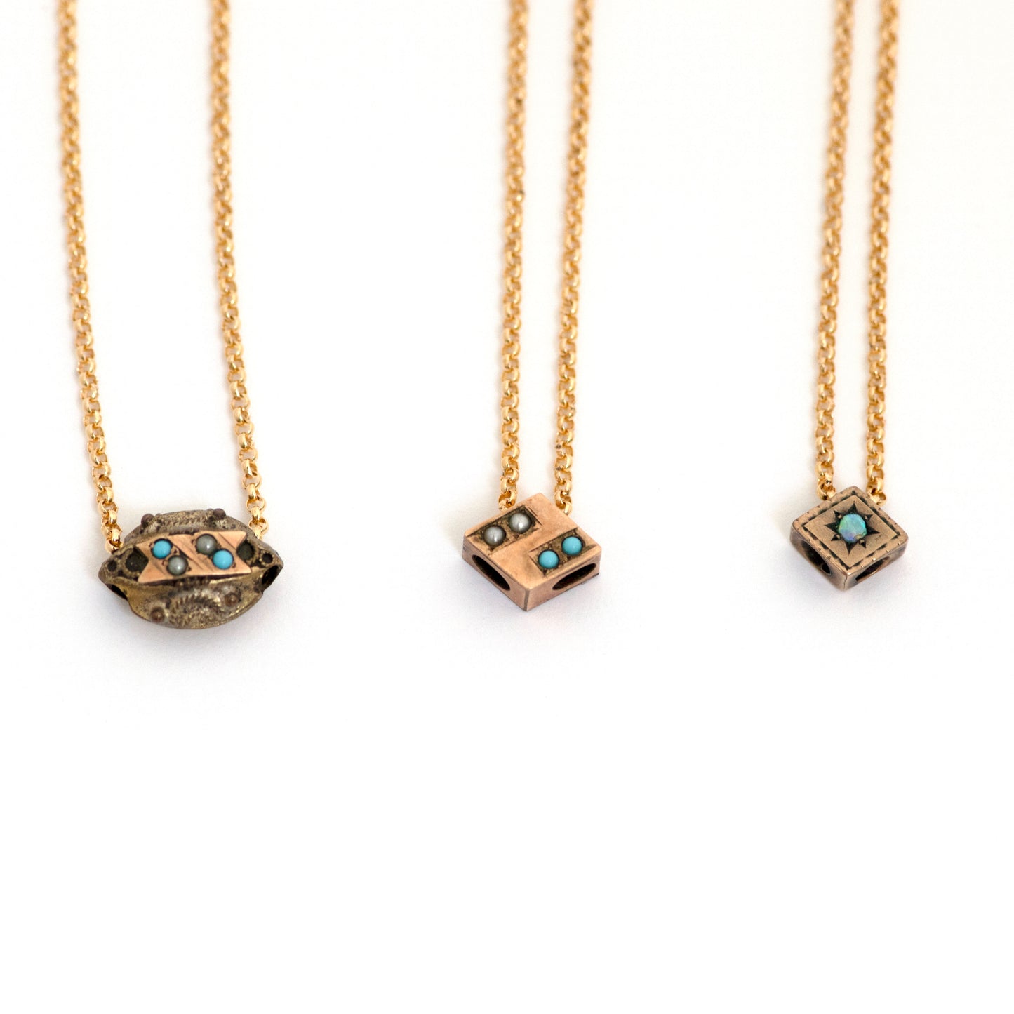 pearl turquoise opal slider necklaces