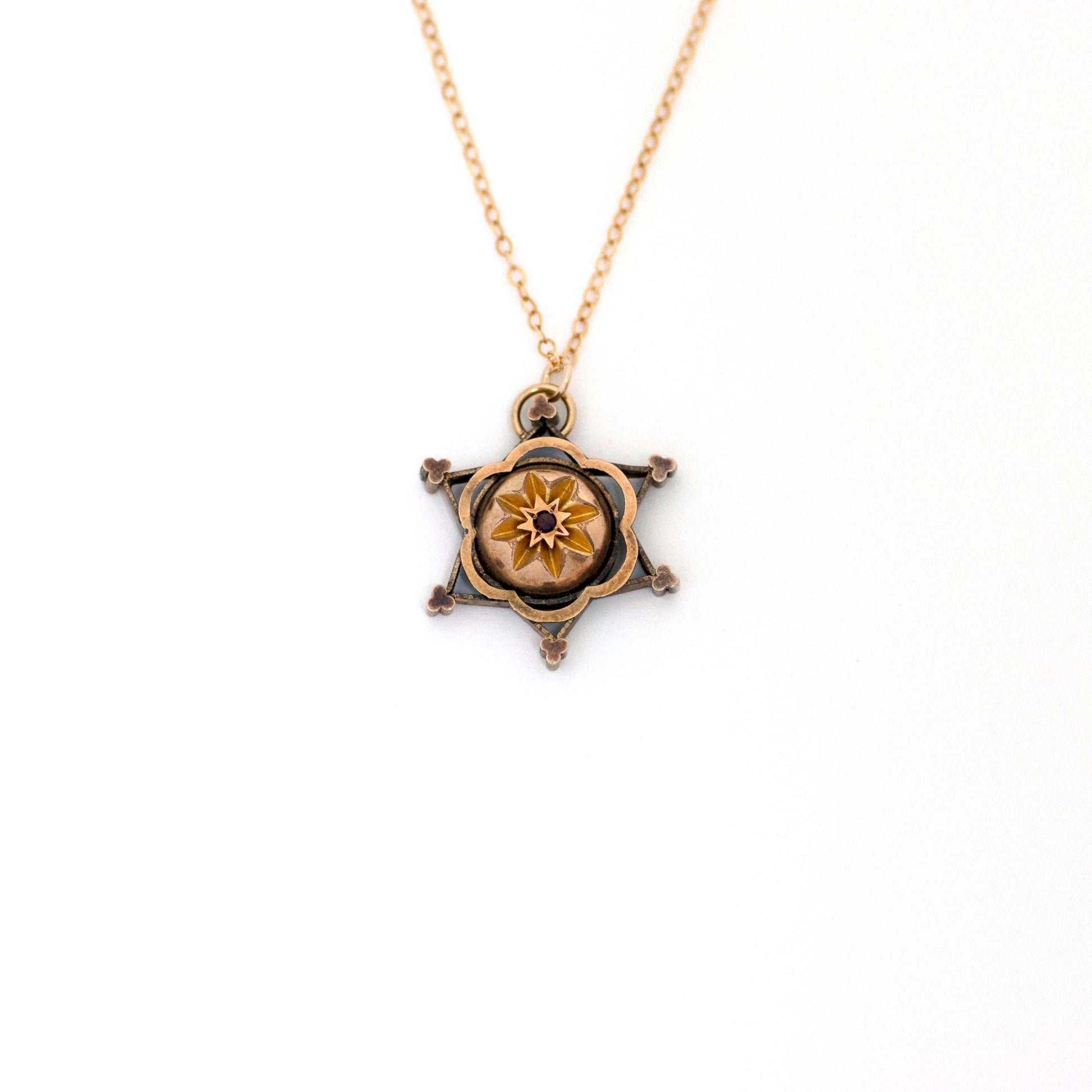 Six Pointed Star Bohemian Garnet Necklace