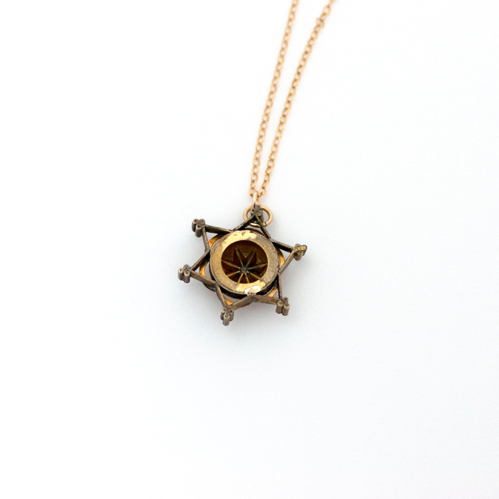 back of Six Pointed Star Bohemian Garnet Necklace
