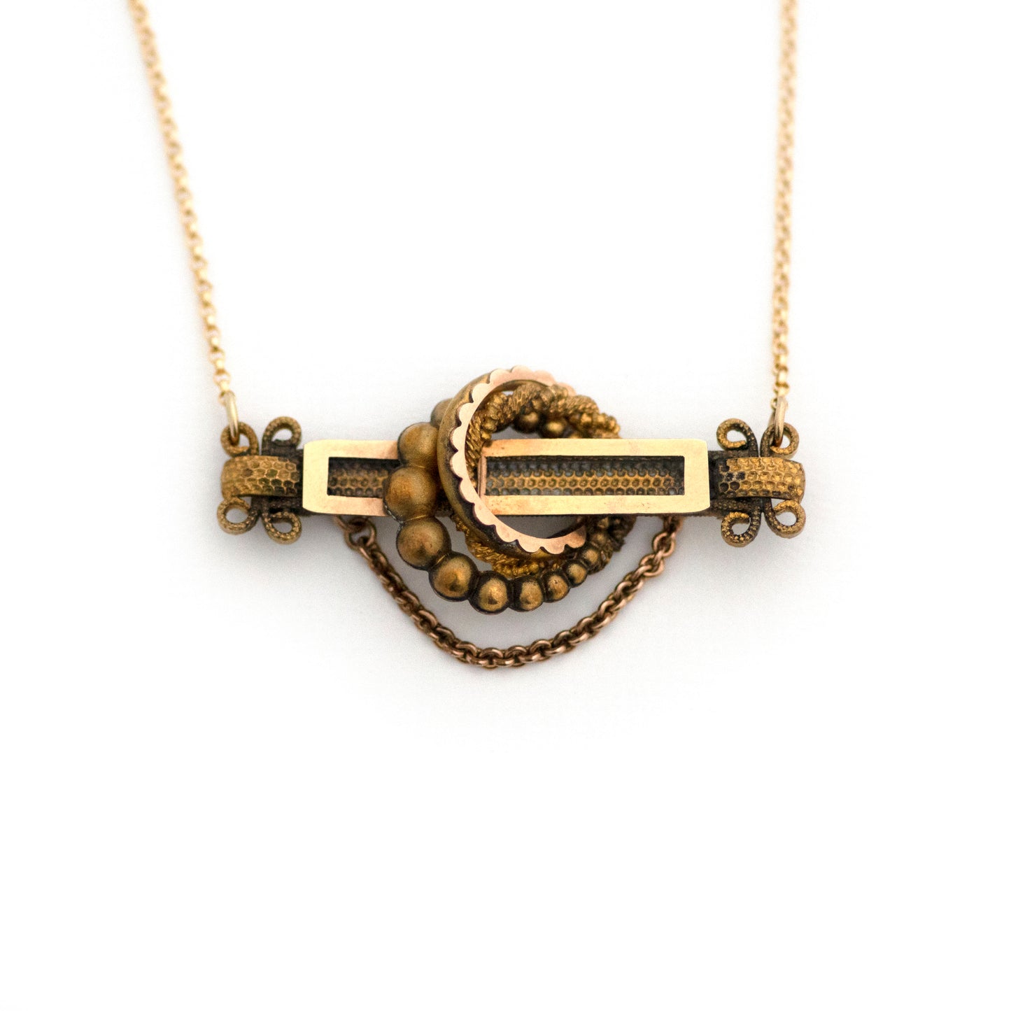 Victorian steampunk Etruscan Revival Vortex Bar Pin Necklace