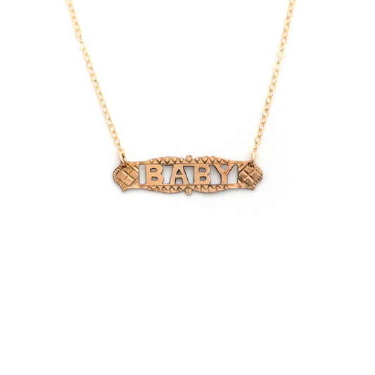 Antique BABY Cut Out Bar Pin Necklace
