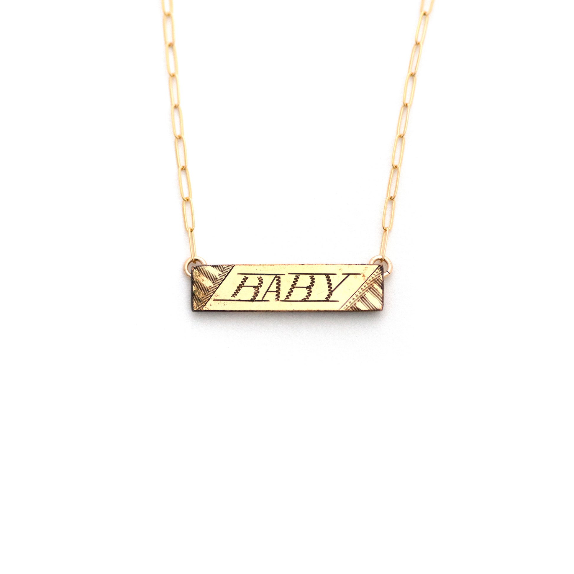 Antique BABY Gold Filled Bar Pin Necklace