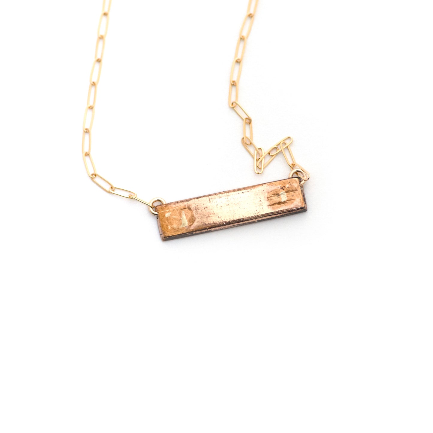 the back of an Antique BABY Gold Filled Bar Pin Necklace
