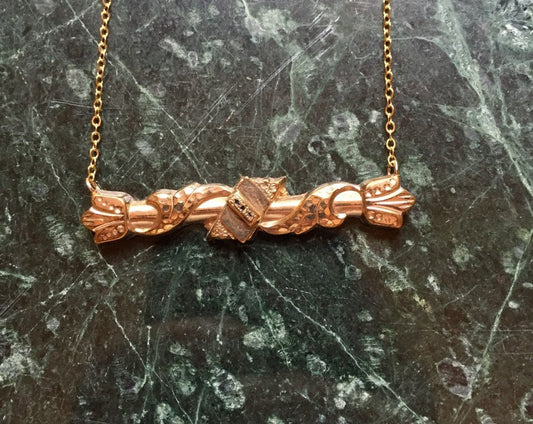 Snake Scroll Bar Pin Necklace