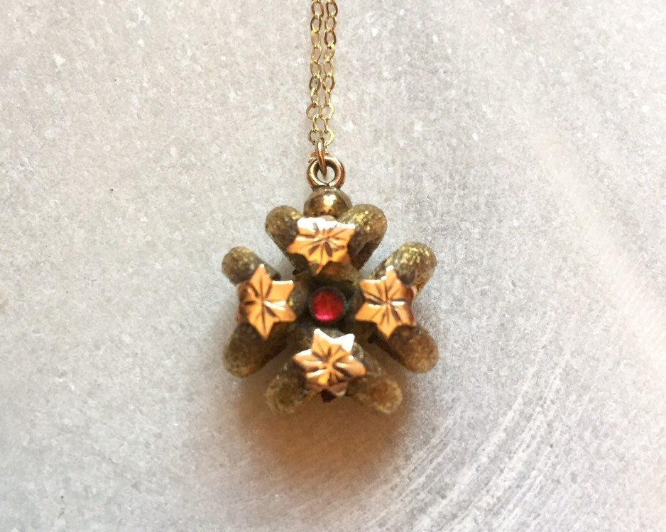 Antique Watch Fob Clover Necklace