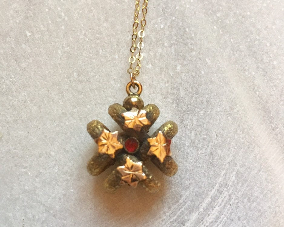 Antique Watch Fob Clover Necklace