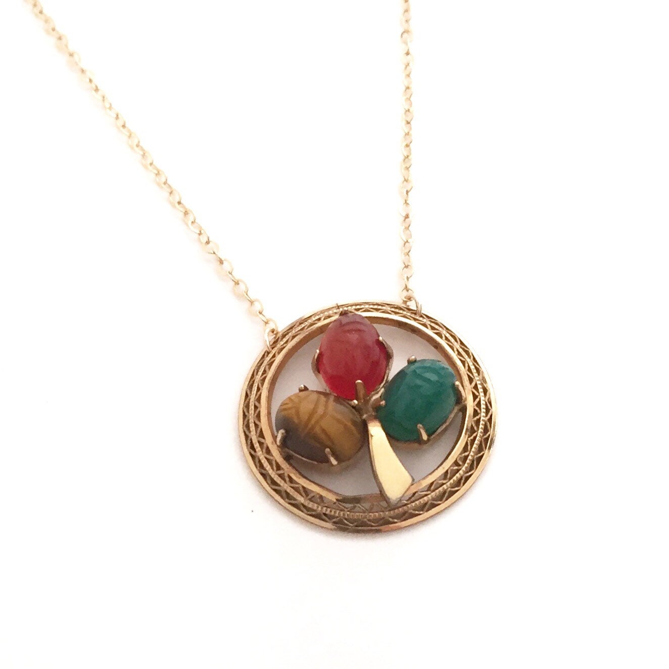 Art Deco Scarab Clover Necklace