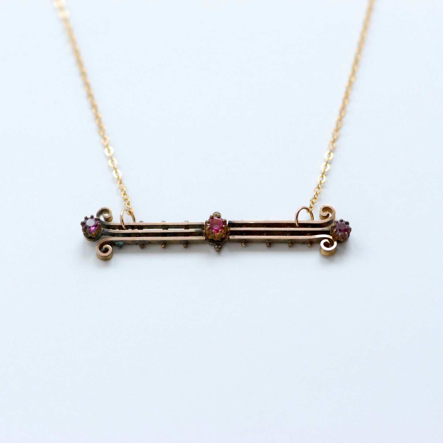 Pink Paste Bar Pin Necklace