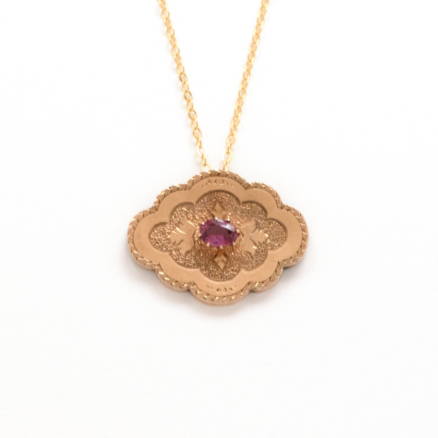 Antique 14k Gold Necklace with Purple Amethyst