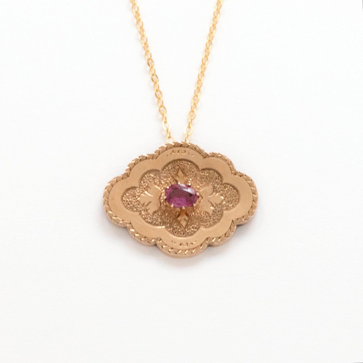 Antique 14k Gold Necklace with Purple Amethyst