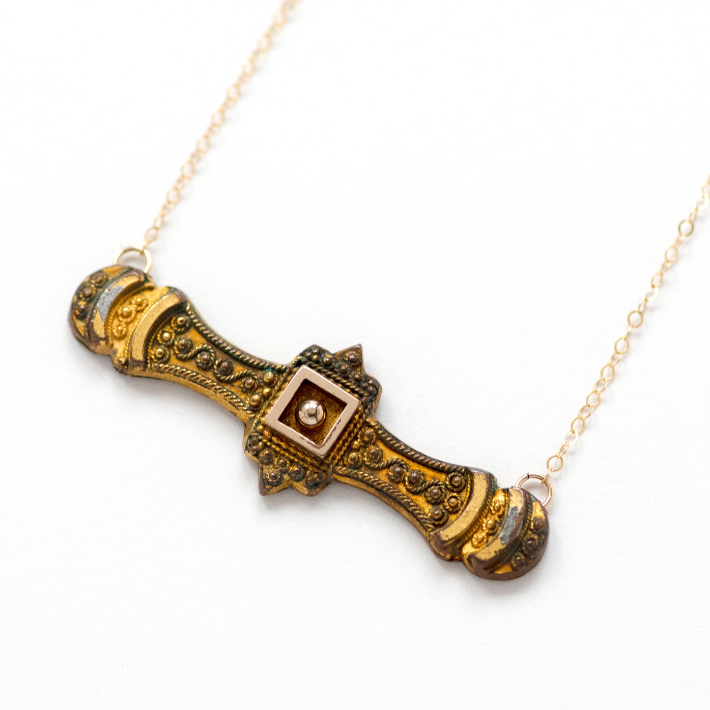Antique Etruscan Revival Bar Pin Necklace