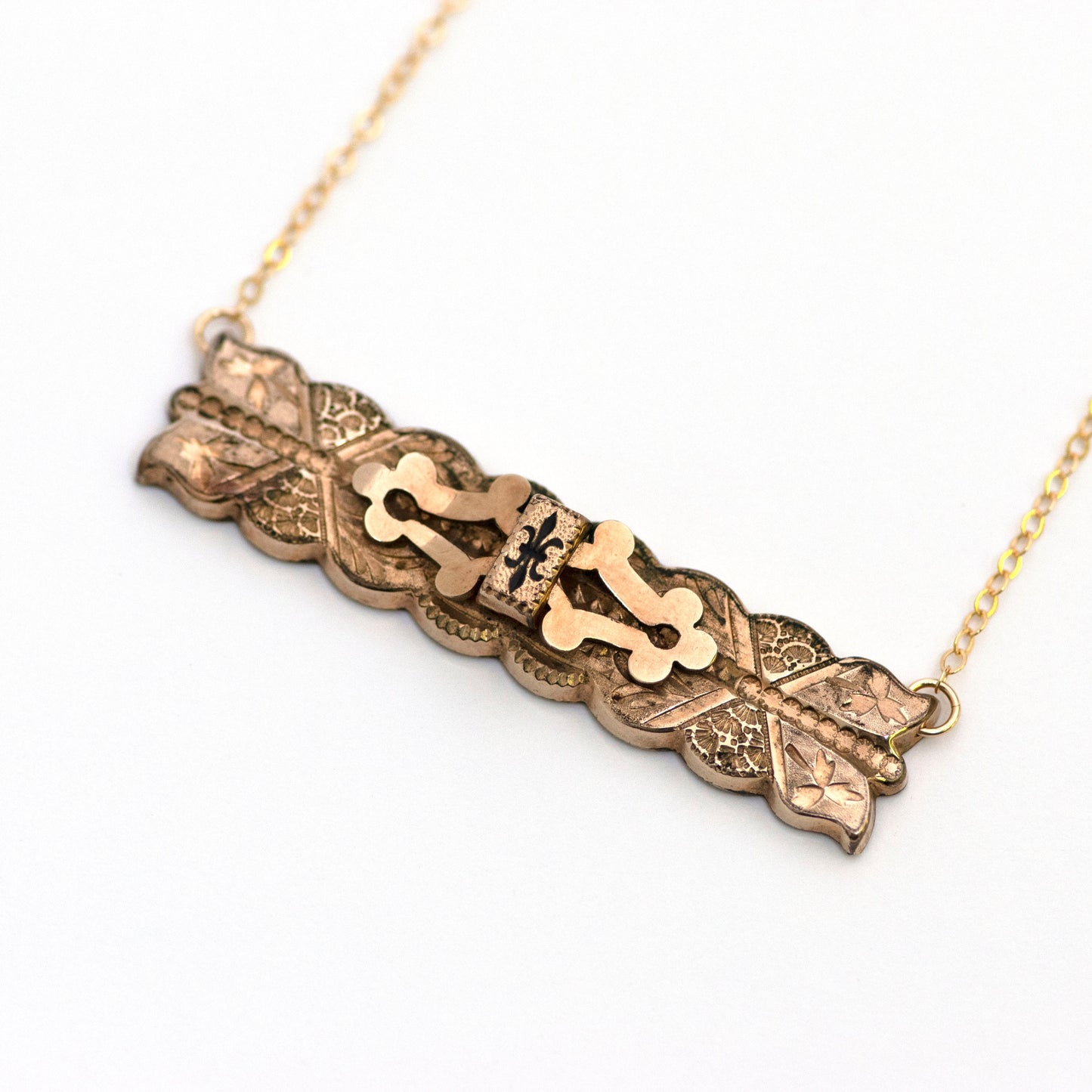 antique buckle bar pin necklace