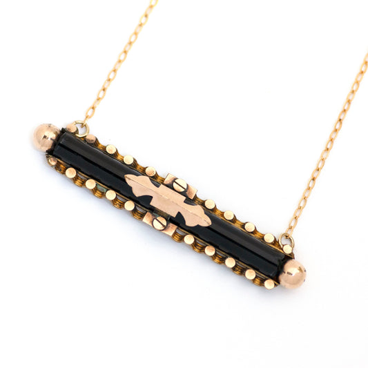 black and gold bar pin necklace