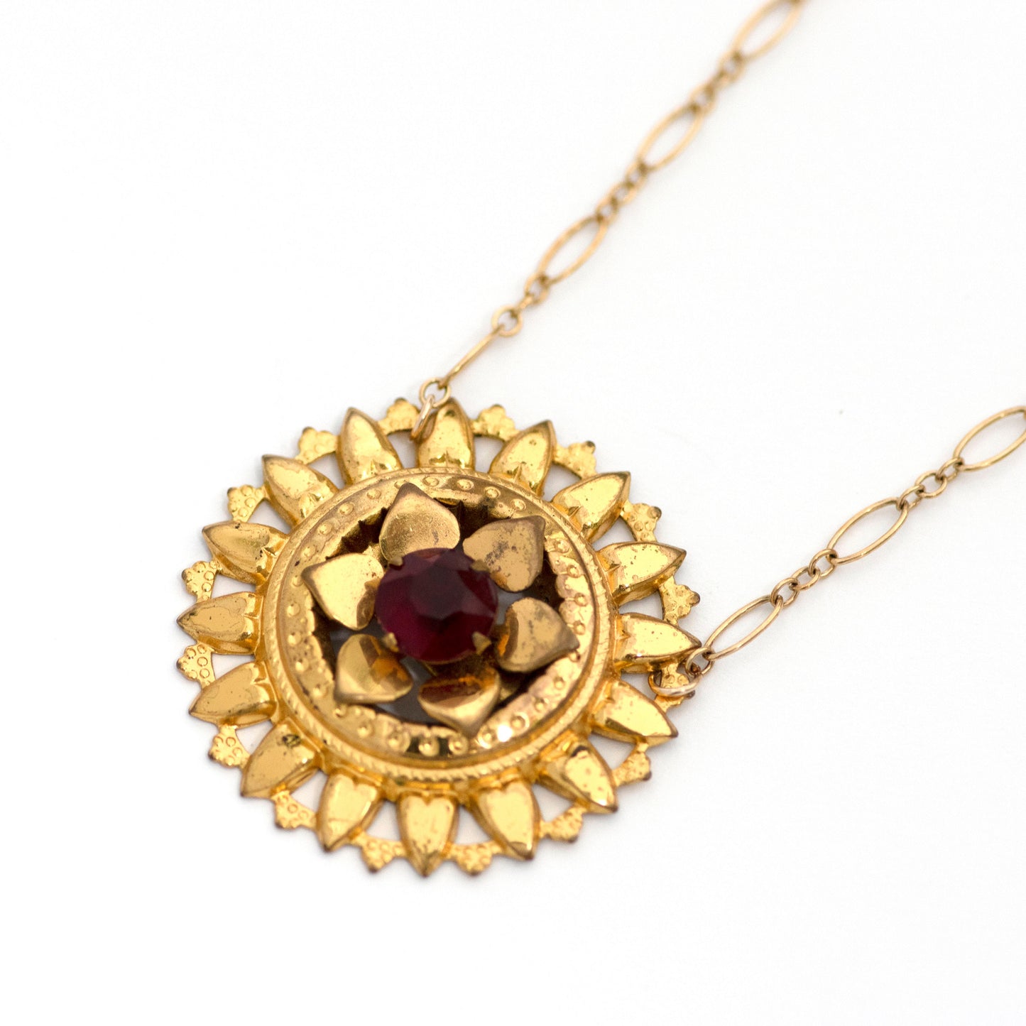 Sunflower Hearts Halo Brooch Necklace