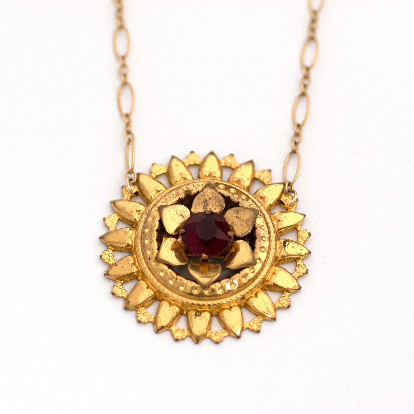 Sunflower Hearts Halo Brooch Necklace