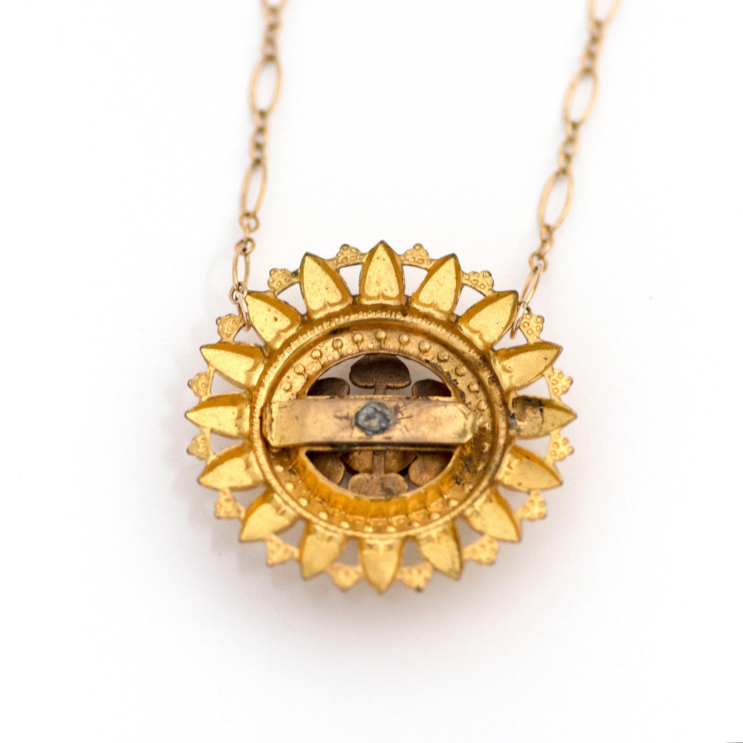 Sunflower Hearts Halo Brooch Necklace