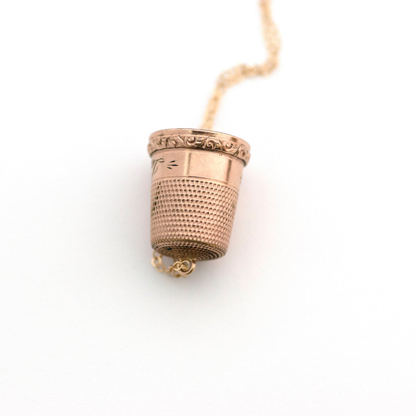 antique victorian gold thimble necklace