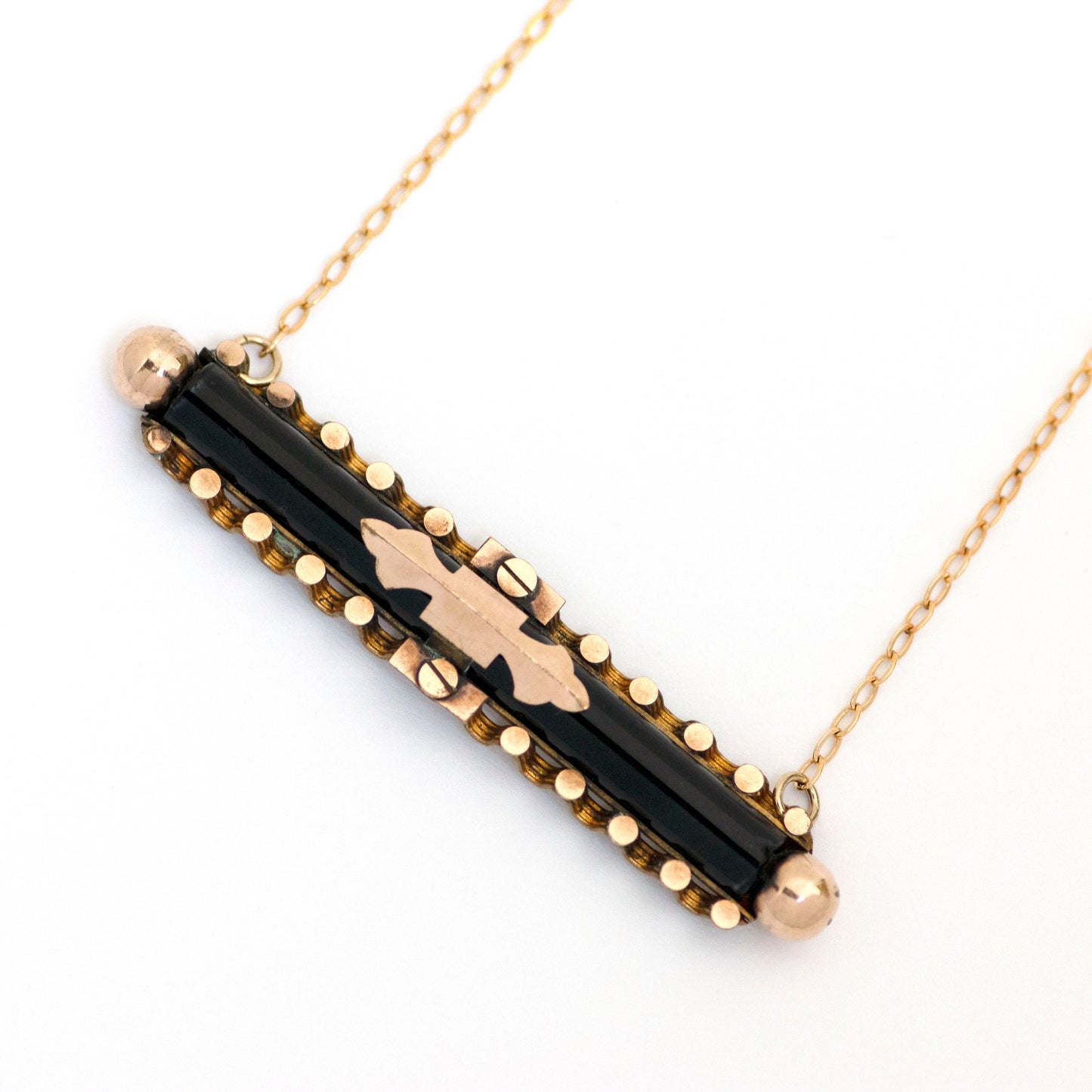 black jet bar pin necklace