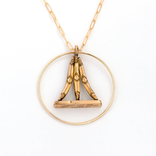 Antique Circle Triangle Watch Fob Necklace