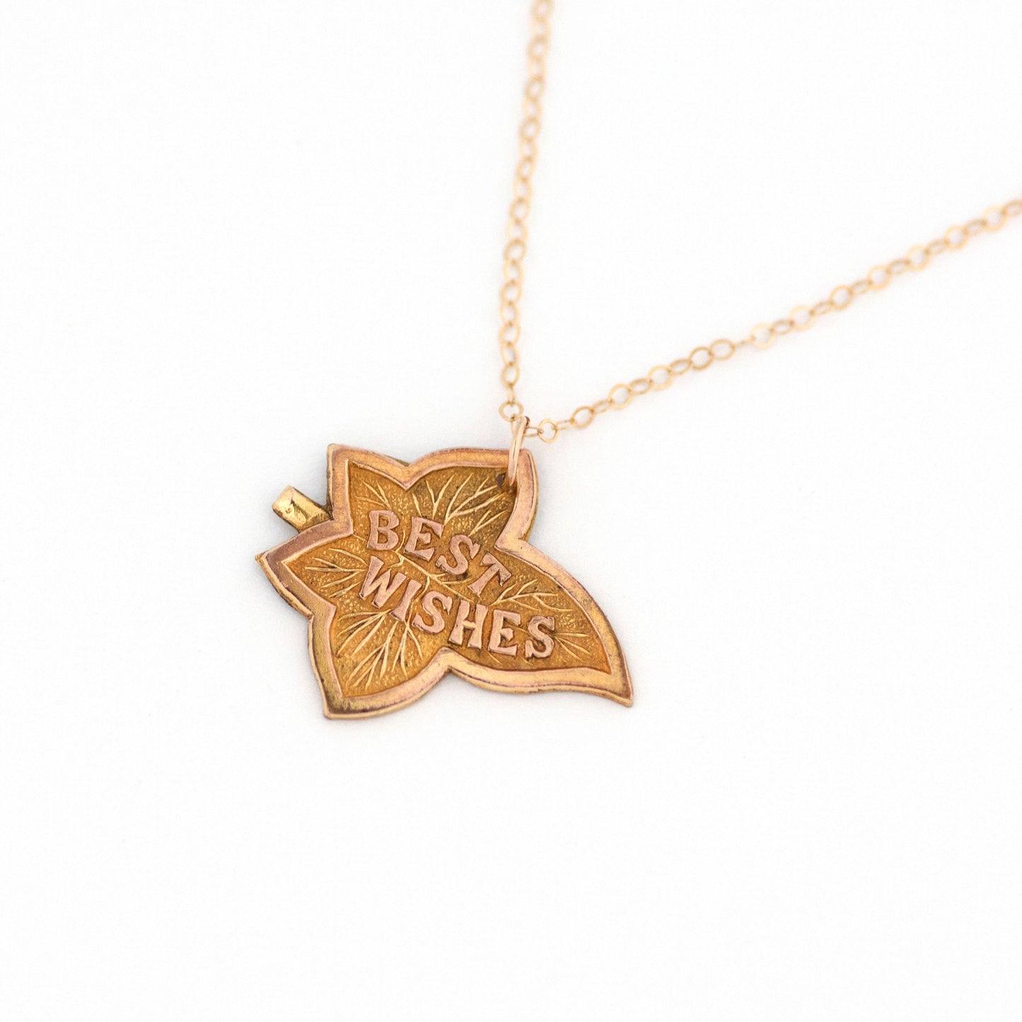 Antique Best Wishes Leaf Necklace