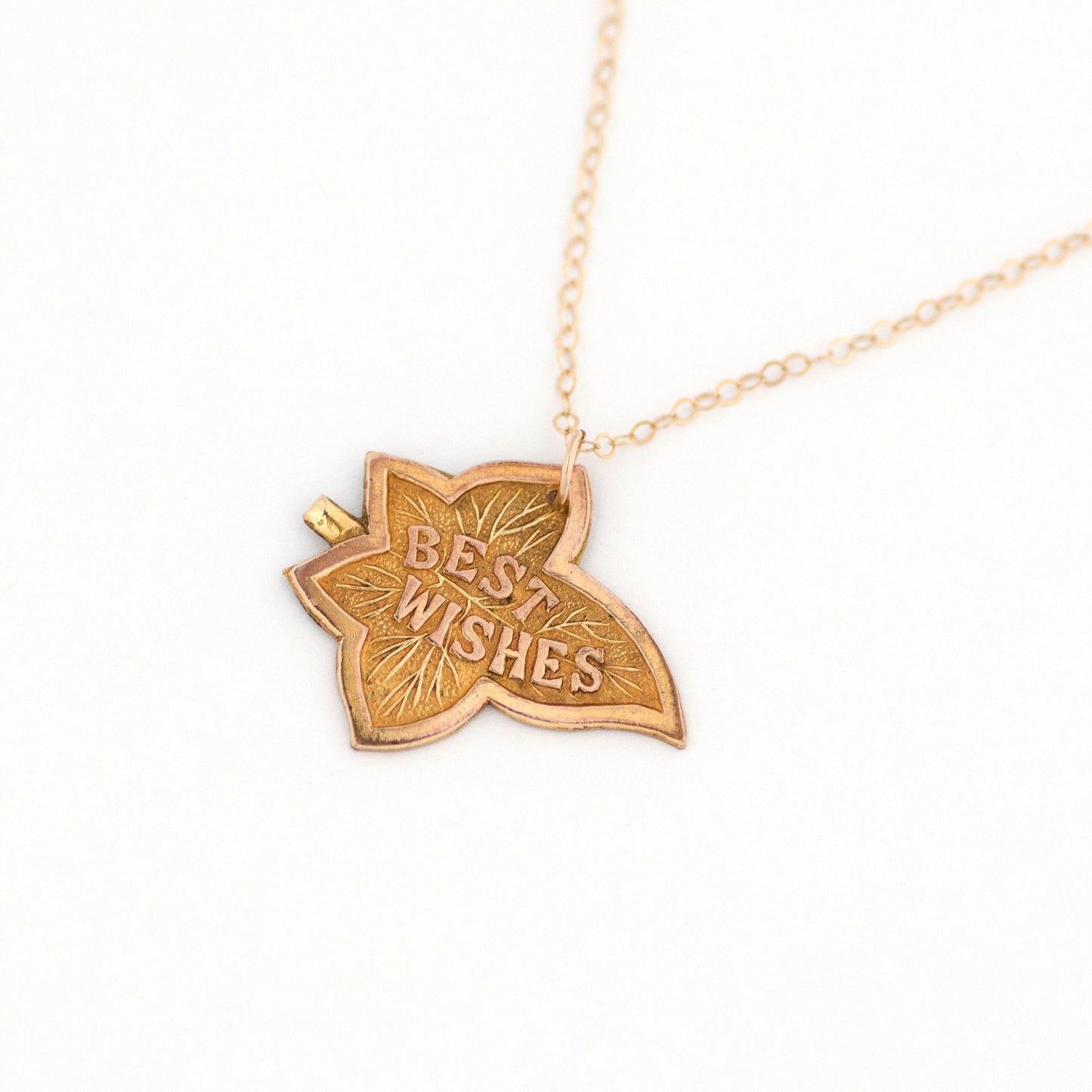 Antique Best Wishes Leaf Necklace