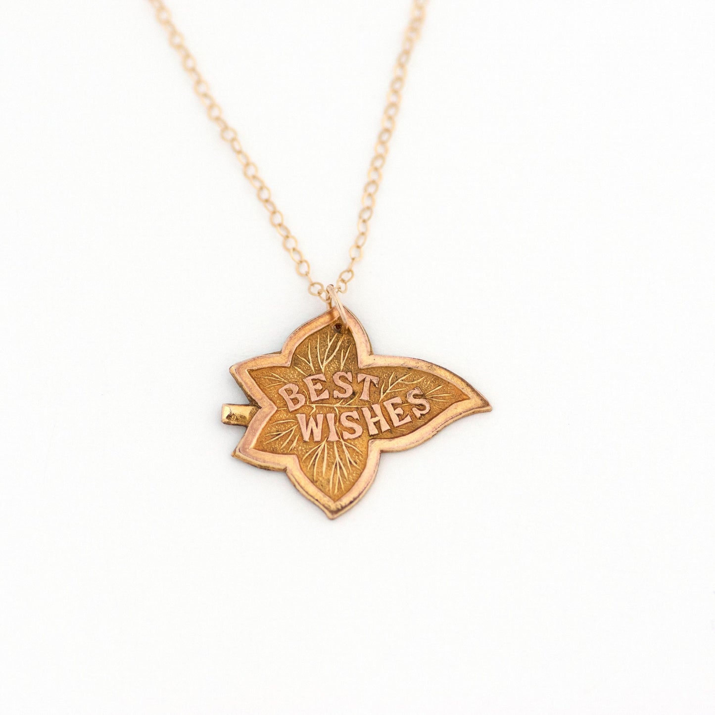 best wishes leaf necklace